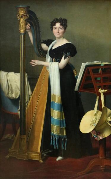 Жак-Луи Давид, «Портрет Джульетты де Вильнёв с арфой», 1824 г.