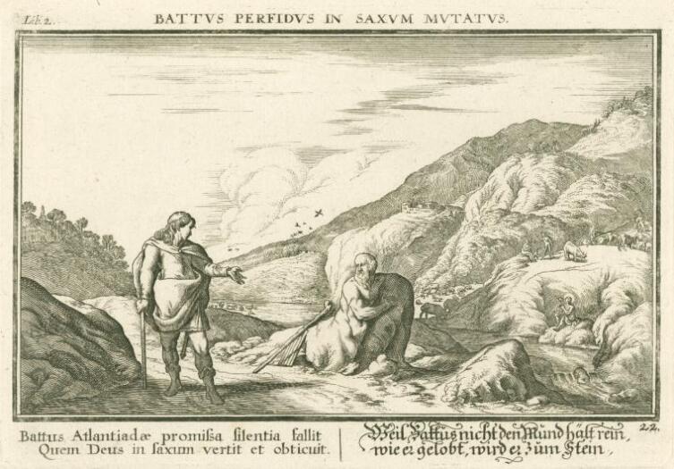 Иоганн Вильгельм Бауэр, «Гермес превращает Батта в камень», 1685 г.
