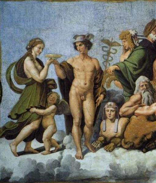 Рафаэль Санти, «Совет богов» фрагмент (Меркурий, Деметра), 1518 г.