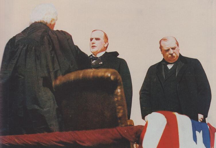 Первая инаугурация Уильяма Мак-Кинли.Справа 24-й президент Гровер Кливленд. 1897 г.