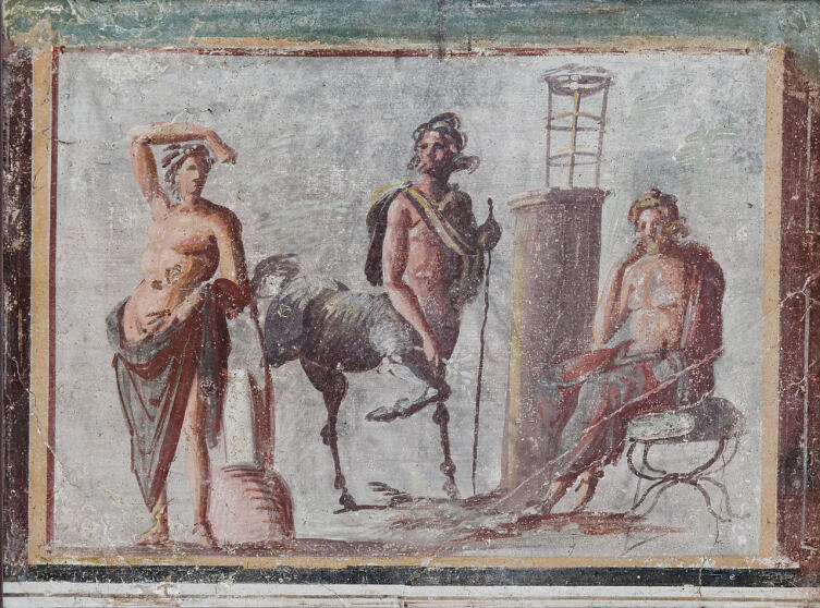Аполлон, Хирон и Асклепий. Фреска из Помпей. Национальный археологический музей Неаполя