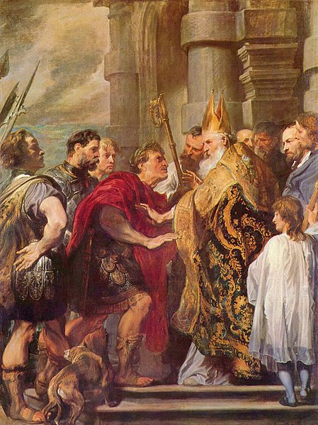 Св. Амвросий Медиоланский запрещает императору Феодосию войти в церковь. Ван Дейк. Национальная галерея, Лондон