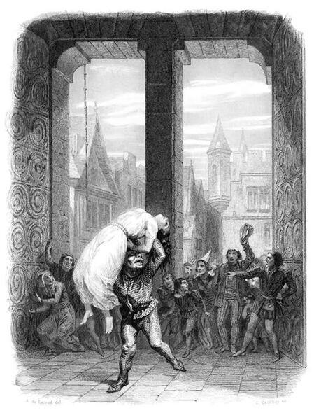 Эме де Лемуд, «Квазимодо спасает Эсмеральду», иллюстрация к «Собор Парижской Богоматери» Гюго, 1844 г.