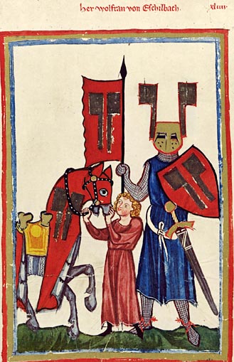 Эпический поэт немецкого средневековья Вольфрам фон Эшенбах (Манесский кодекс, XIV век)