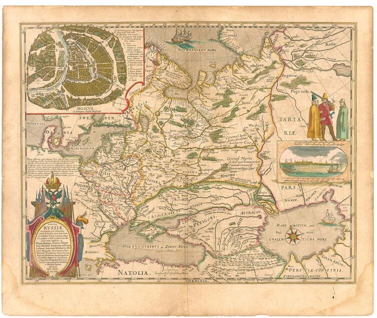 «Мурманское море» и Новая Земля на карте России из атласа Блау, 1645 г.