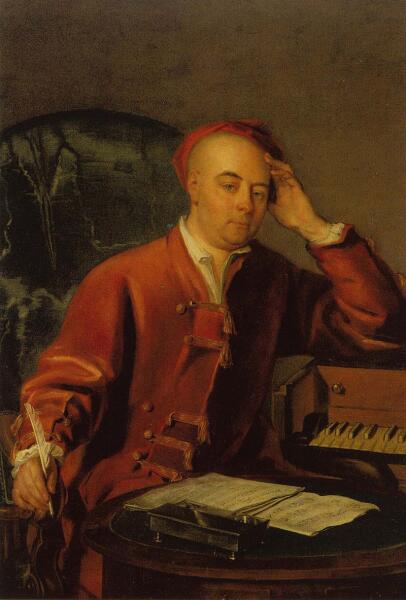 Филиппа Мерсье, «Портрет Георга Фридриха Генделя, сочиняющего музыку рядом с ручным клавесином», ок. 1730 г.