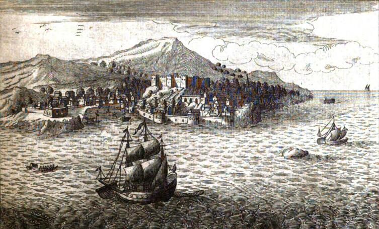 Вид на остров и крепость Тенедос. Гравюра XVIII века