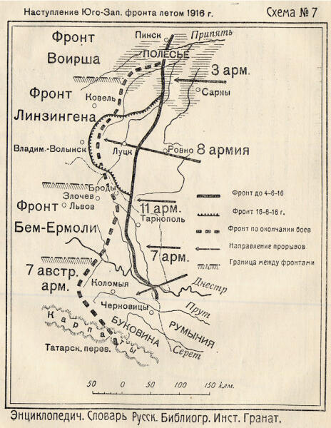 Карта Брусиловского прорыва