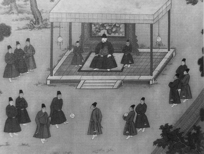 Император Юнлэ (правление 1402—1424) смотрит на дворцовых евнухов, играющих в цуцзюй