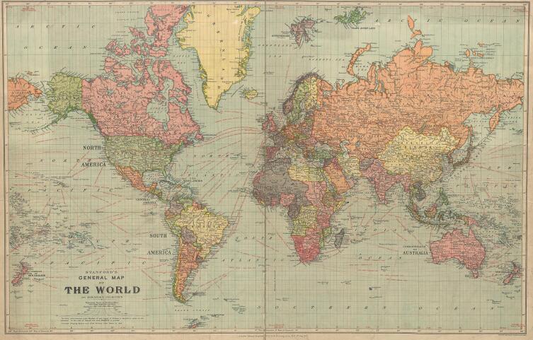 Земля Санникова отмечена на британской карте мира 1922 г.