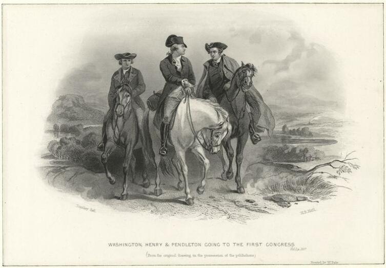 Генри Брайан Холл, «Вашингтон, Генри и Пендлтон едут на конгресс», 1886 г.