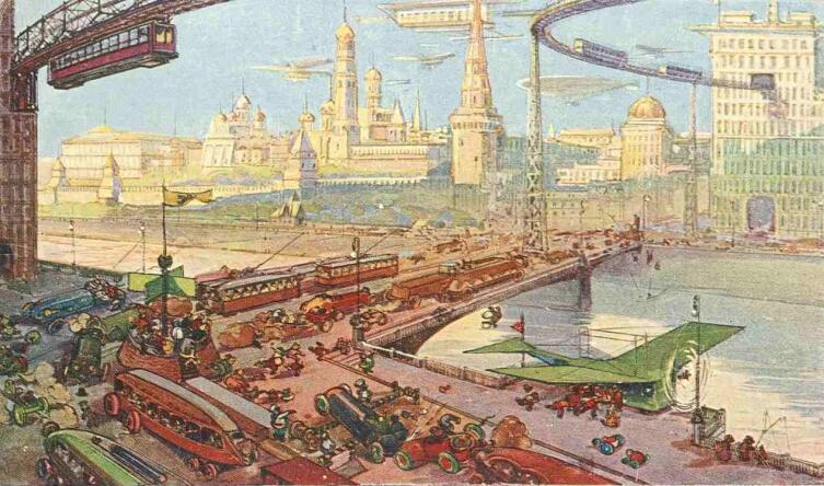 Открытка из серии «Москва будущего», 1914 г.