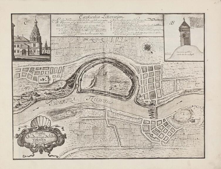 План Торжка из издания «Заметки о России, сделанные Эриком Пальмквистом в 1674 году»