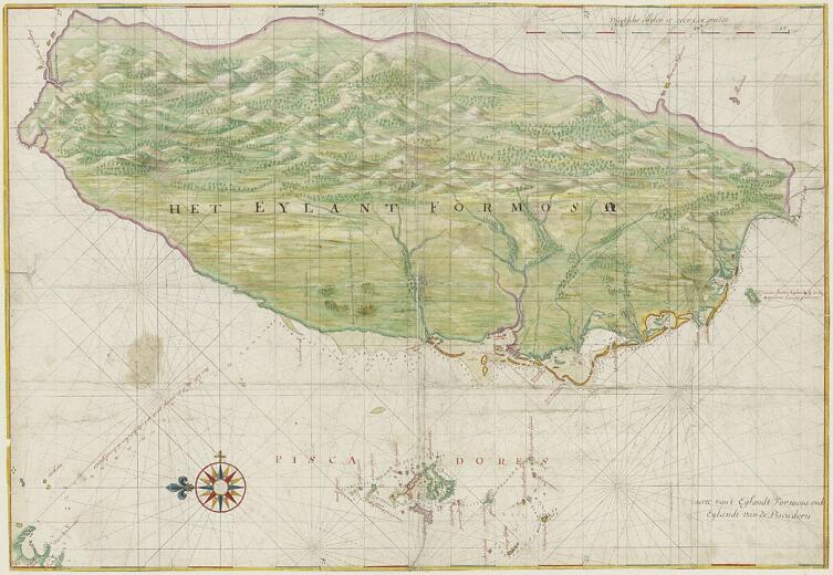 Карта Тайваня, выполненная Яном Вингбоонсом, около 1640 года