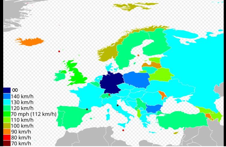 Разрешенные скоростные режимы в странах Европы.